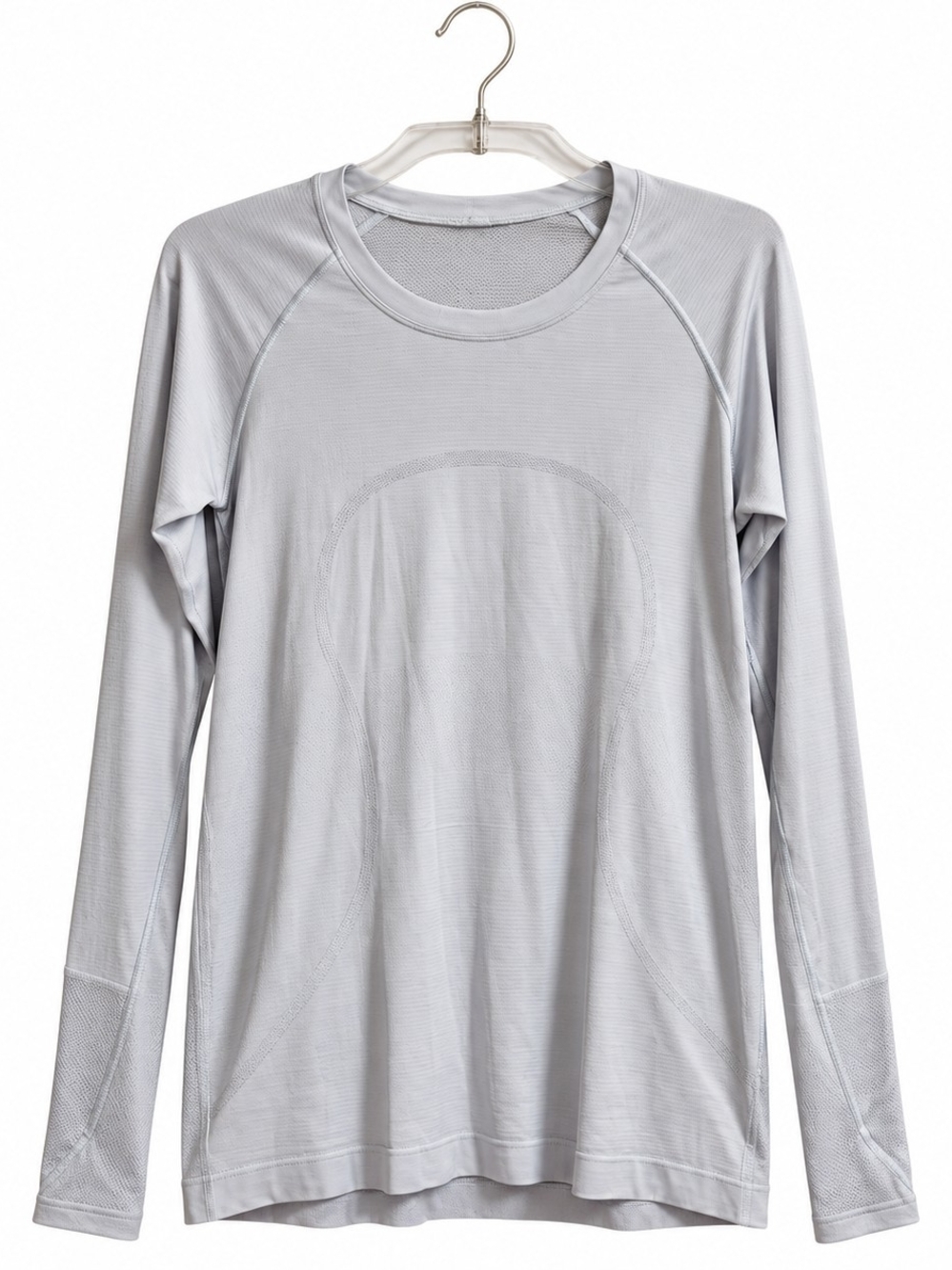 Lululemon Women’s Light Gray Long Sleeve Athletic Running Top Mesh Ventilation